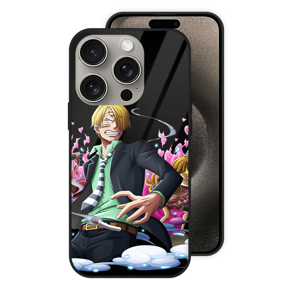 （画像用） ワンピース サンジ ONE PIECE Sanji 【iPhone15Pro対応】スマホケース 耐衝撃＆黄変防止 背面ガラス