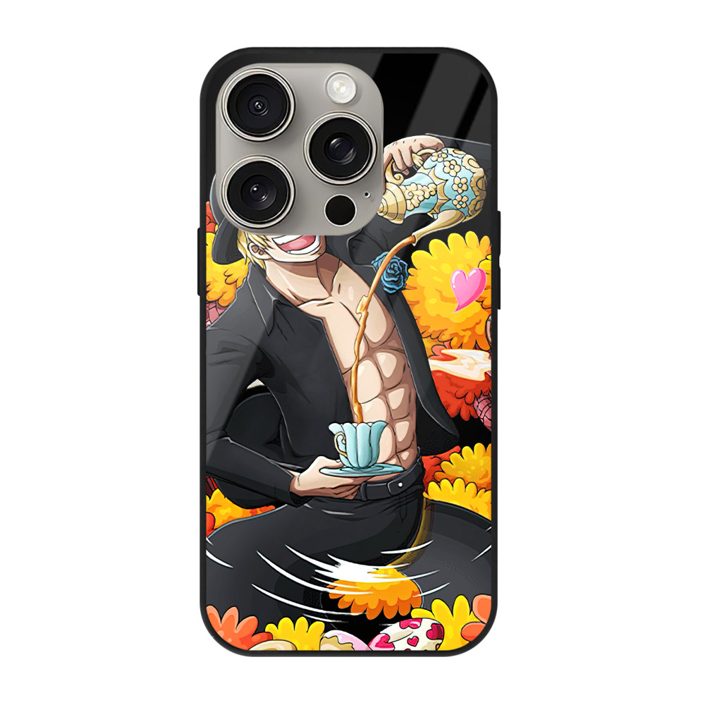 （画像用） ワンピース サンジ ONE PIECE Sanji 【iPhone15Pro対応】スマホケース 耐衝撃＆黄変防止 背面ガラス