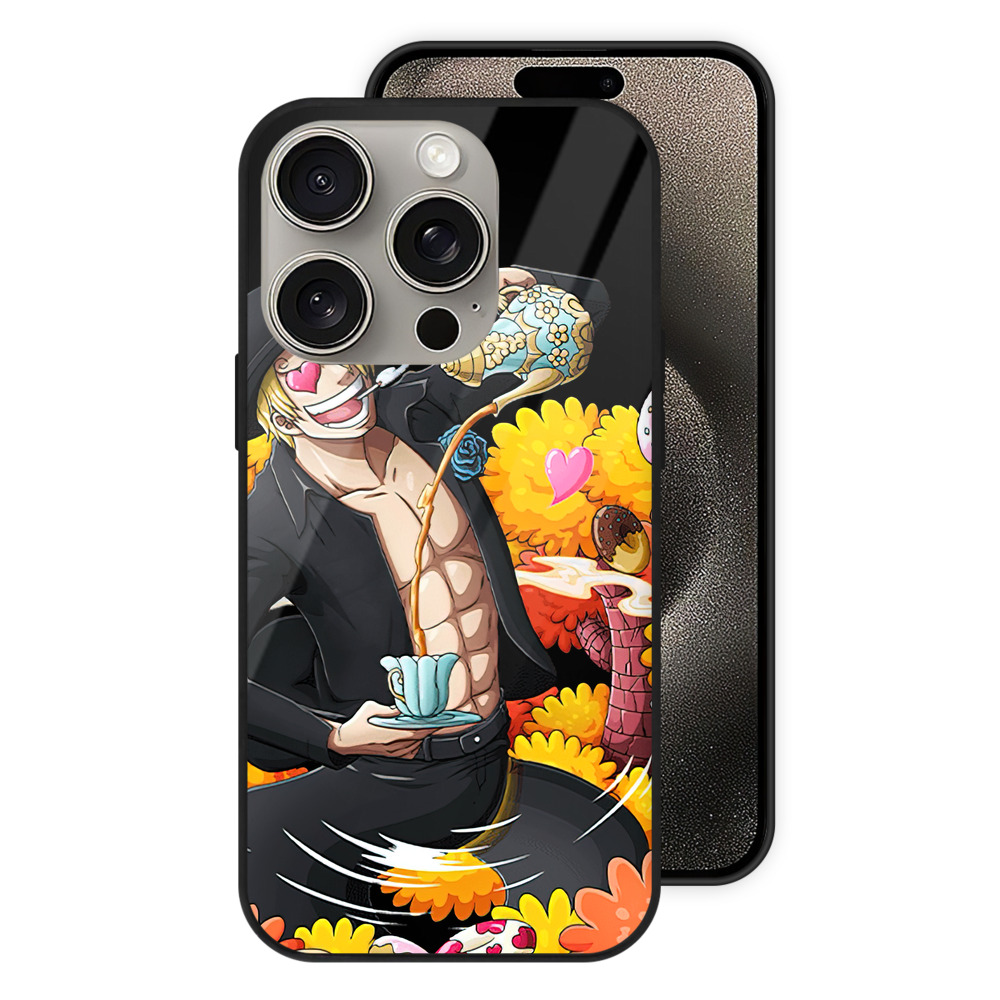 （画像用） ワンピース サンジ ONE PIECE Sanji 【iPhone15Pro対応】スマホケース 耐衝撃＆黄変防止 背面ガラス