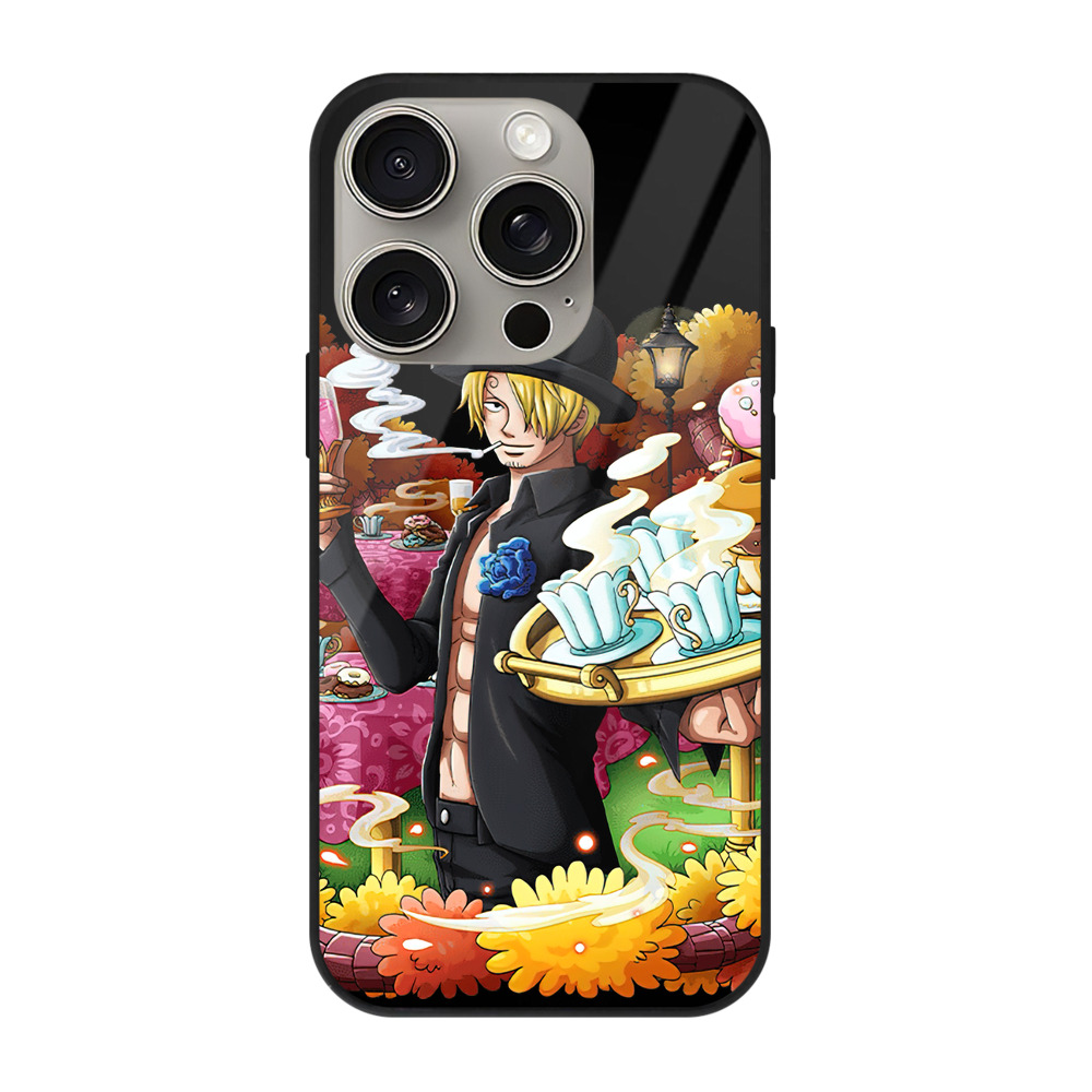 （画像用） ワンピース サンジ ONE PIECE Sanji 【iPhone15Pro対応】スマホケース 耐衝撃＆黄変防止 背面ガラス