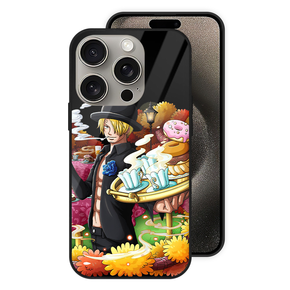 （画像用） ワンピース サンジ ONE PIECE Sanji 【iPhone15Pro対応】スマホケース 耐衝撃＆黄変防止 背面ガラス