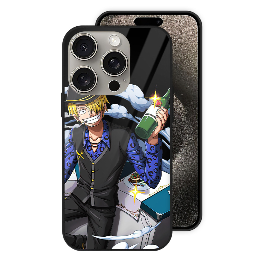 （画像用） ワンピース サンジ ONE PIECE Sanji 【iPhone15Pro対応】スマホケース 耐衝撃＆黄変防止 背面ガラス