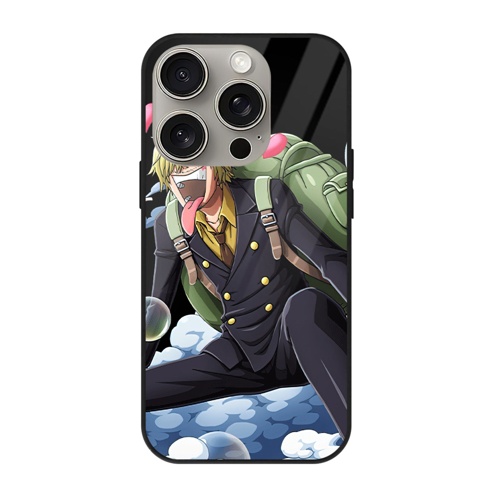 （画像用） ワンピース サンジ ONE PIECE Sanji 【iPhone15Pro対応】スマホケース 耐衝撃＆黄変防止 背面ガラス