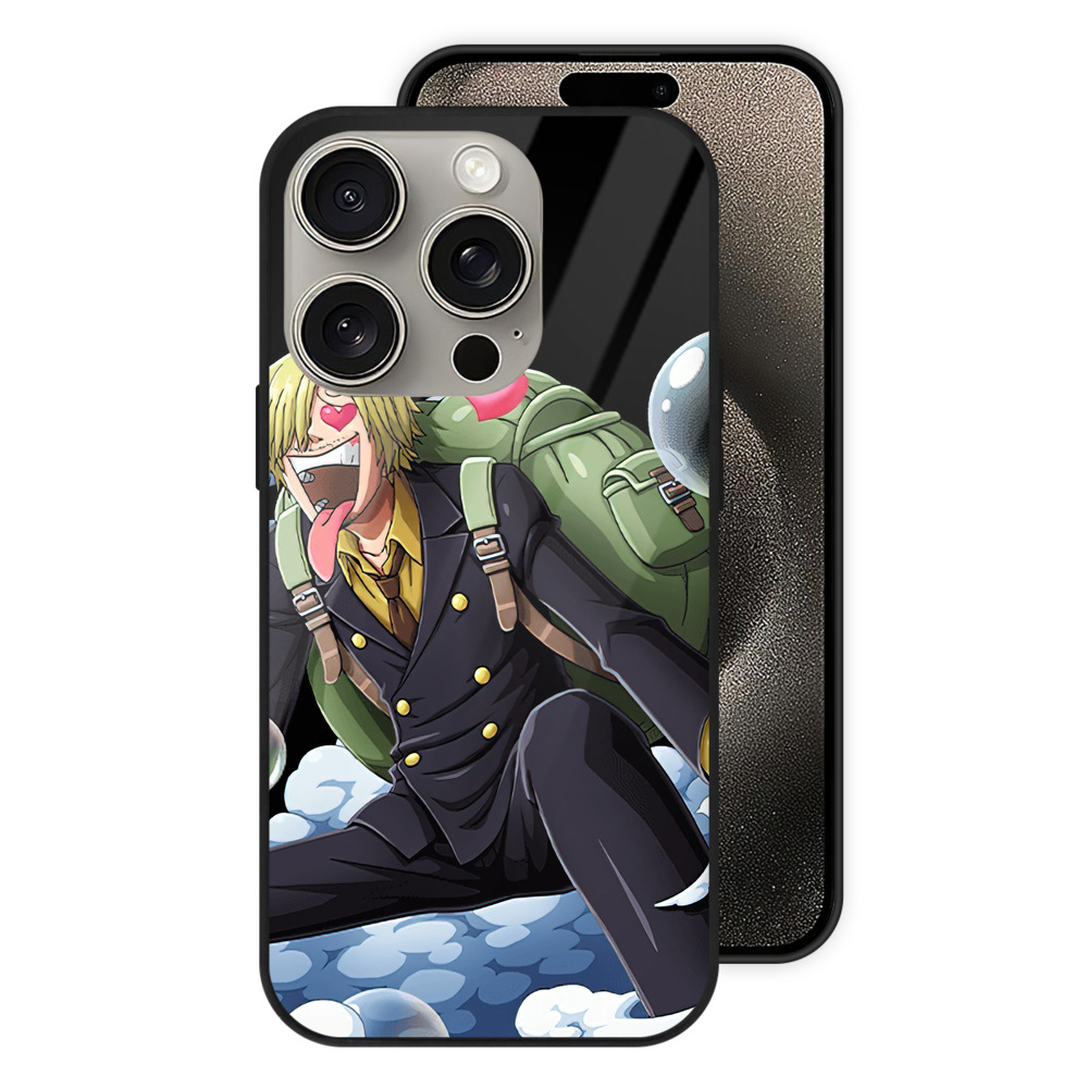 （画像用） ワンピース サンジ ONE PIECE Sanji 【iPhone15Pro対応】スマホケース 耐衝撃＆黄変防止 背面ガラス