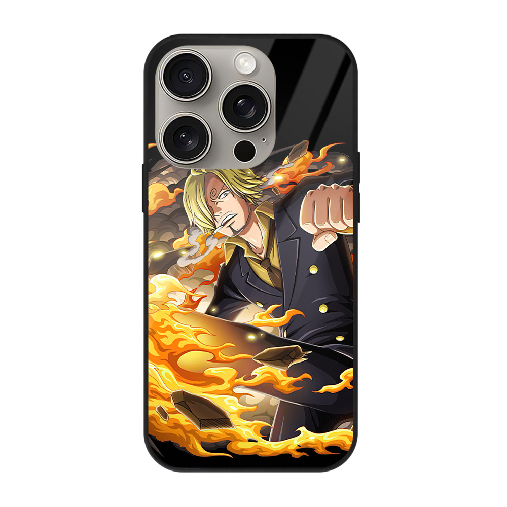（画像用） ワンピース サンジ ONE PIECE Sanji 【iPhone15Pro対応】スマホケース 耐衝撃＆黄変防止 背面ガラス