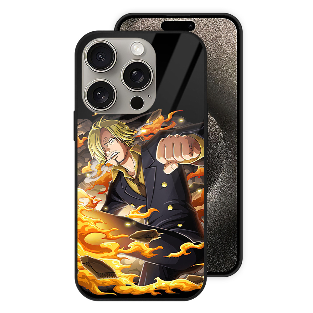 （画像用） ワンピース サンジ ONE PIECE Sanji 【iPhone15Pro対応】スマホケース 耐衝撃＆黄変防止 背面ガラス