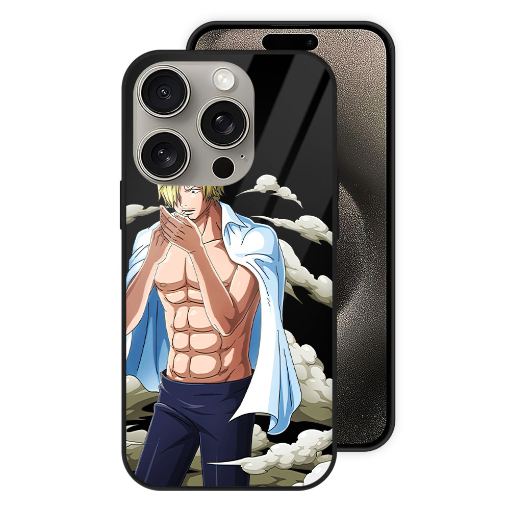 （画像用） ワンピース サンジ ONE PIECE Sanji 【iPhone15Pro対応】スマホケース 耐衝撃＆黄変防止 背面ガラス
