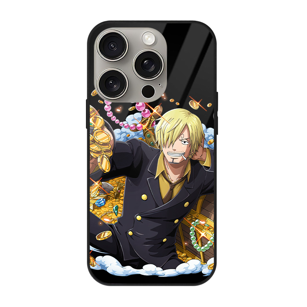 （画像用） ワンピース サンジ ONE PIECE Sanji 【iPhone15Pro対応】スマホケース 耐衝撃＆黄変防止 背面ガラス