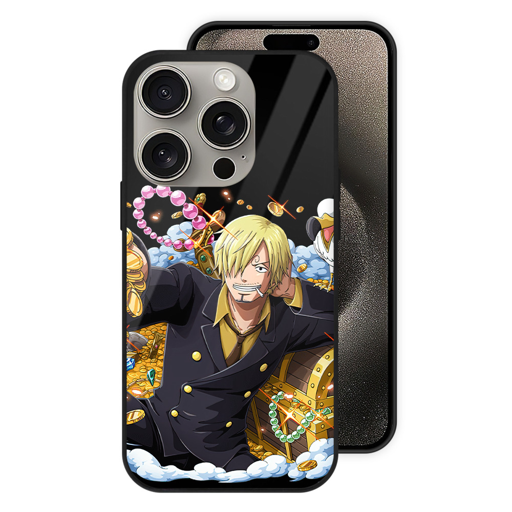 （画像用） ワンピース サンジ ONE PIECE Sanji 【iPhone15Pro対応】スマホケース 耐衝撃＆黄変防止 背面ガラス
