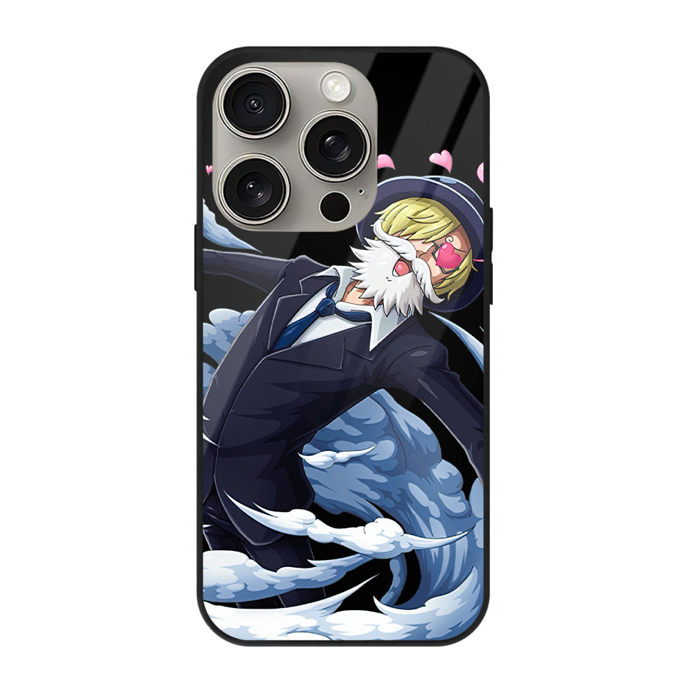 （画像用） ワンピース サンジ ONE PIECE Sanji 【iPhone15Pro対応】スマホケース 耐衝撃＆黄変防止 背面ガラス