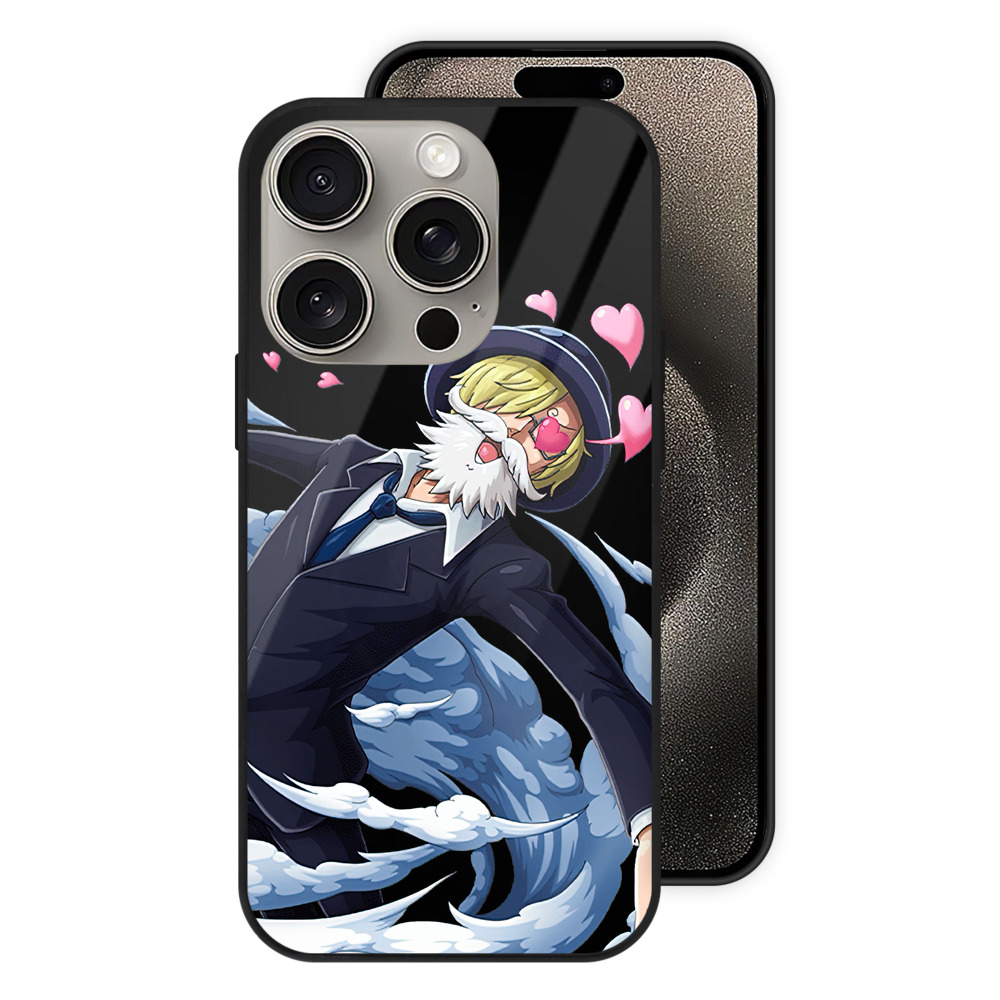 （画像用） ワンピース サンジ ONE PIECE Sanji 【iPhone15Pro対応】スマホケース 耐衝撃＆黄変防止 背面ガラス