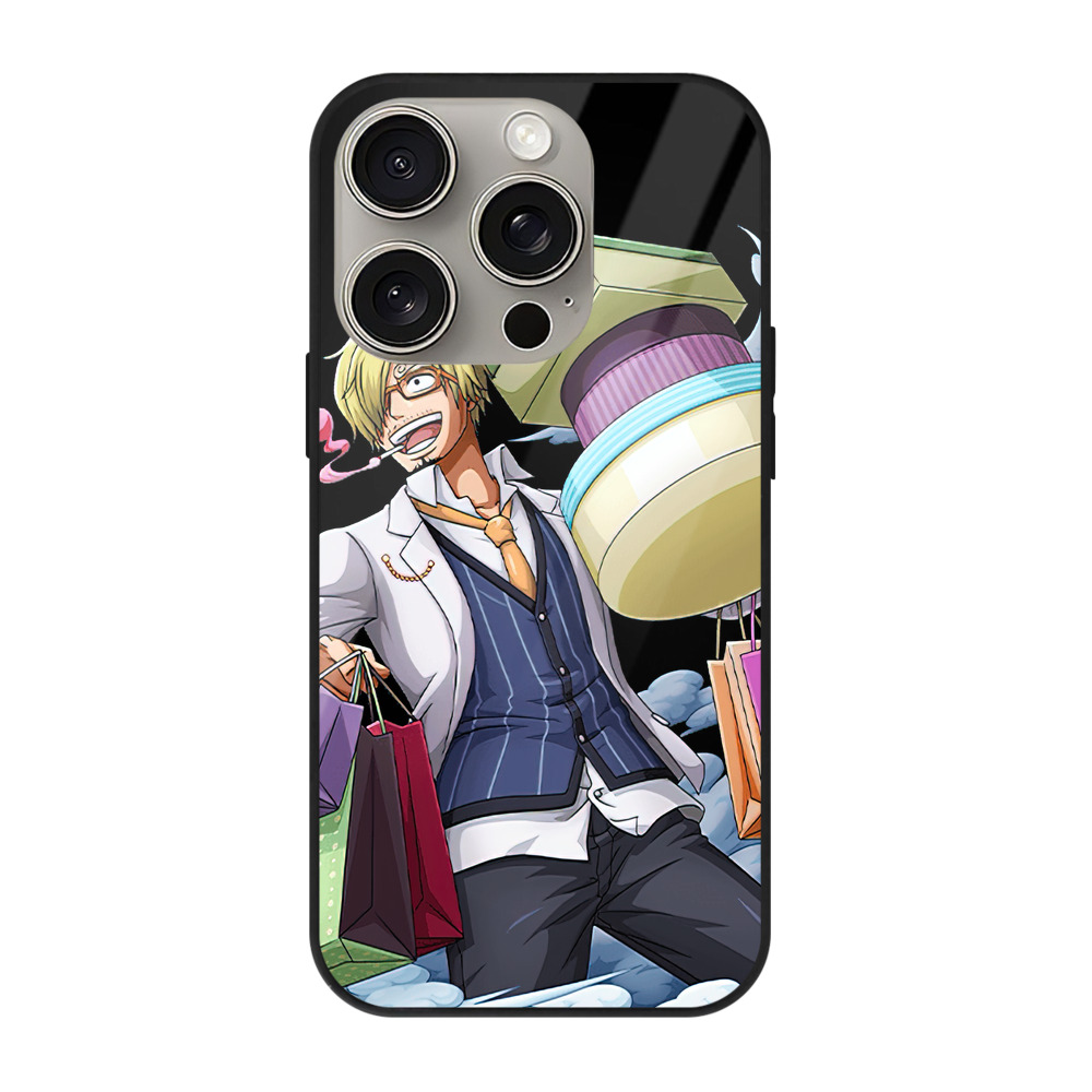 （画像用） ワンピース サンジ ONE PIECE Sanji 【iPhone15Pro対応】スマホケース 耐衝撃＆黄変防止 背面ガラス