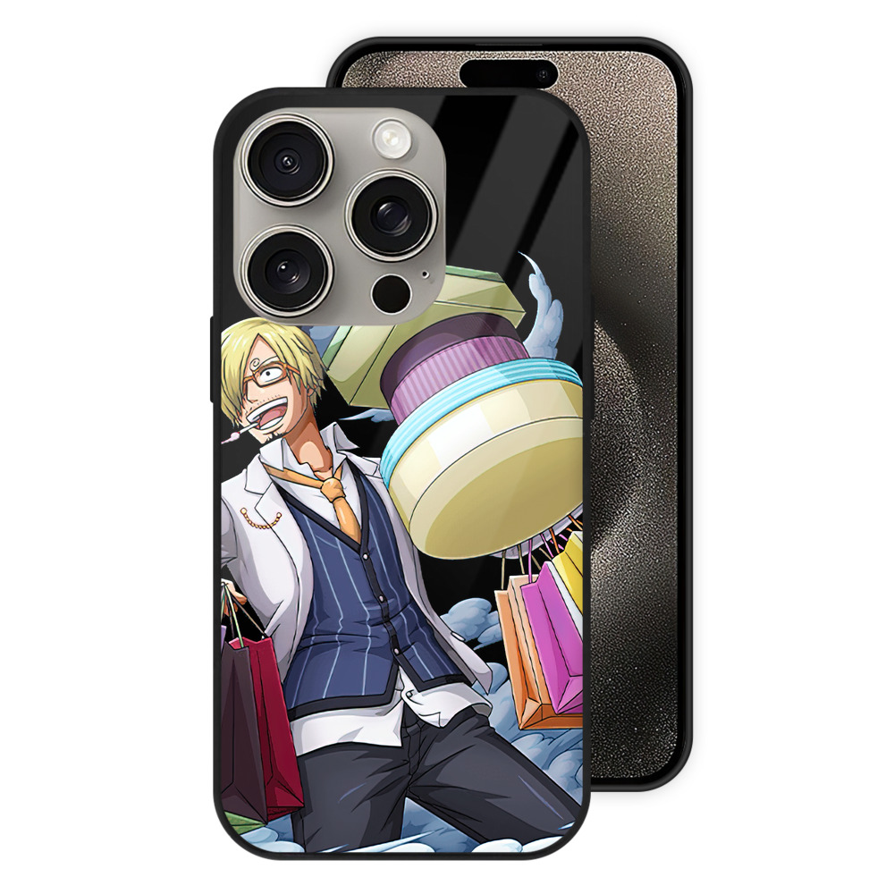 （画像用） ワンピース サンジ ONE PIECE Sanji 【iPhone15Pro対応】スマホケース 耐衝撃＆黄変防止 背面ガラス