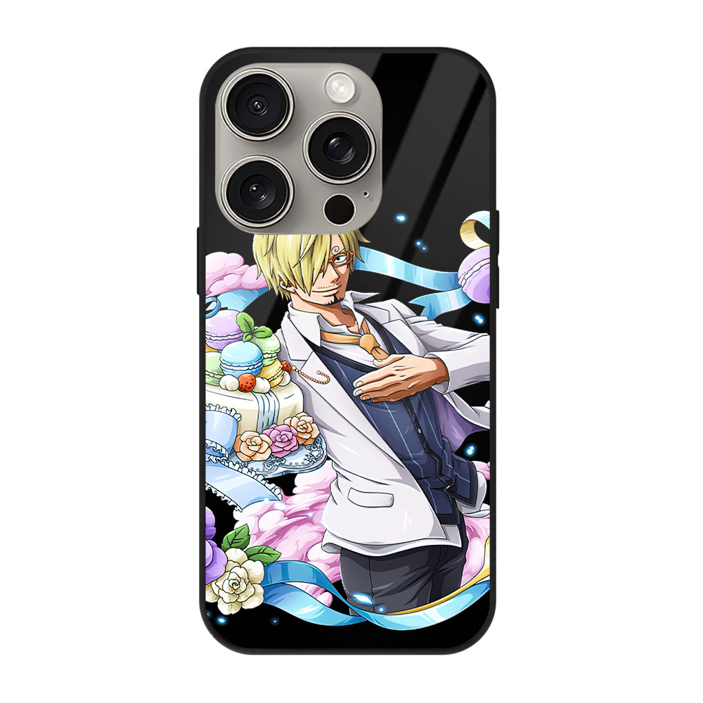 （画像用） ワンピース サンジ ONE PIECE Sanji 【iPhone15Pro対応】スマホケース 耐衝撃＆黄変防止 背面ガラス
