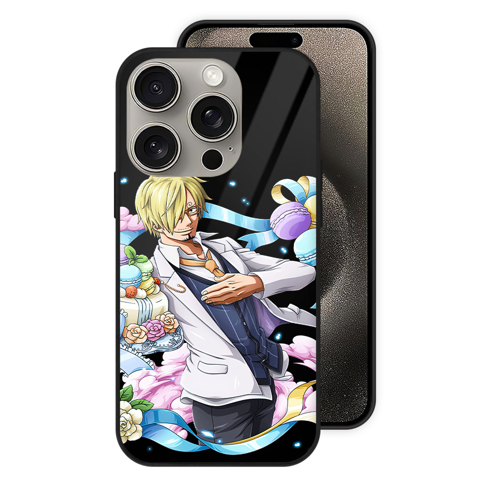 （画像用） ワンピース サンジ ONE PIECE Sanji 【iPhone15Pro対応】スマホケース 耐衝撃＆黄変防止 背面ガラス