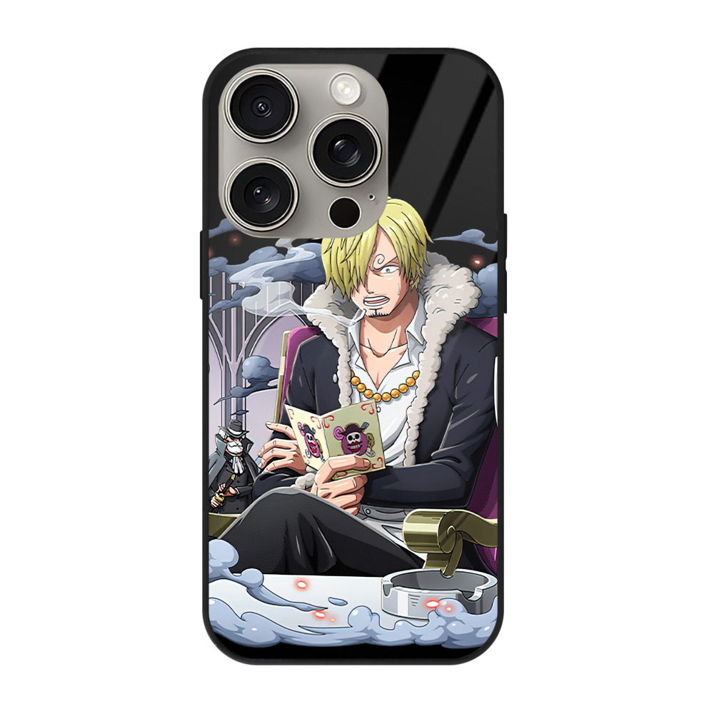 （画像用） ワンピース サンジ ONE PIECE Sanji 【iPhone15Pro対応】スマホケース 耐衝撃＆黄変防止 背面ガラス