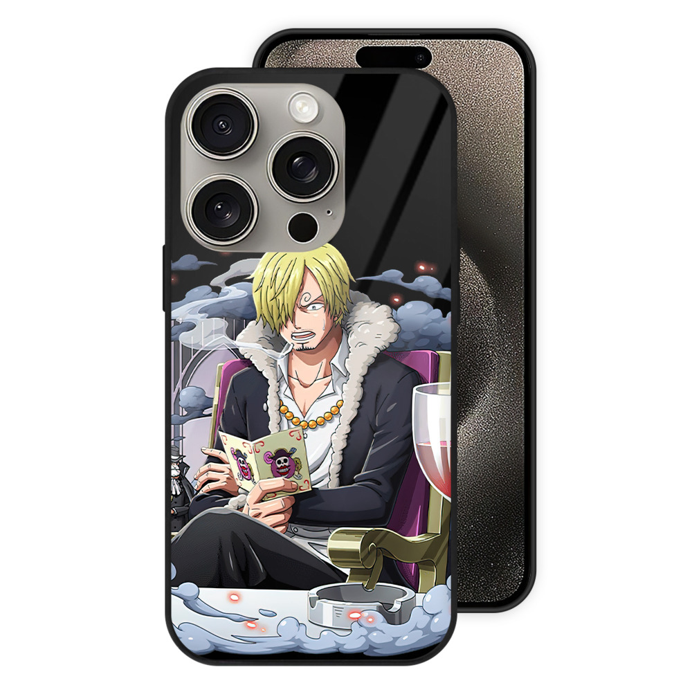 （画像用） ワンピース サンジ ONE PIECE Sanji 【iPhone15Pro対応】スマホケース 耐衝撃＆黄変防止 背面ガラス