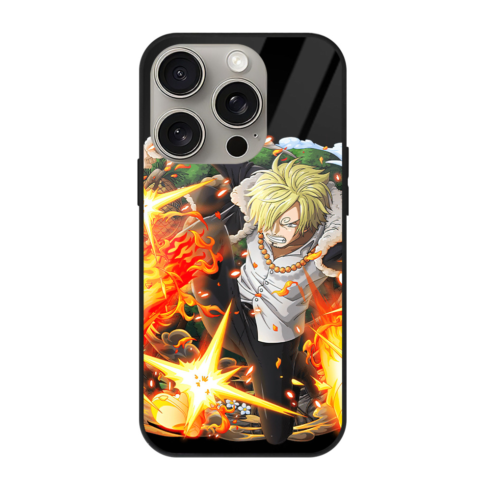 （画像用） ワンピース サンジ ONE PIECE Sanji 【iPhone15Pro対応】スマホケース 耐衝撃＆黄変防止 背面ガラス