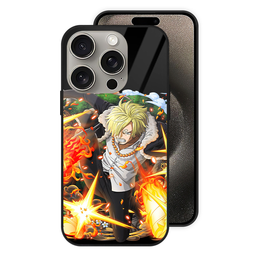 （画像用） ワンピース サンジ ONE PIECE Sanji 【iPhone15Pro対応】スマホケース 耐衝撃＆黄変防止 背面ガラス