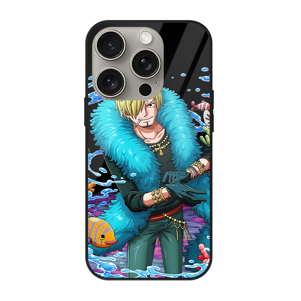 （画像用） ワンピース サンジ ONE PIECE Sanji 【iPhone15Pro対応】スマホケース 耐衝撃＆黄変防止 背面ガラス