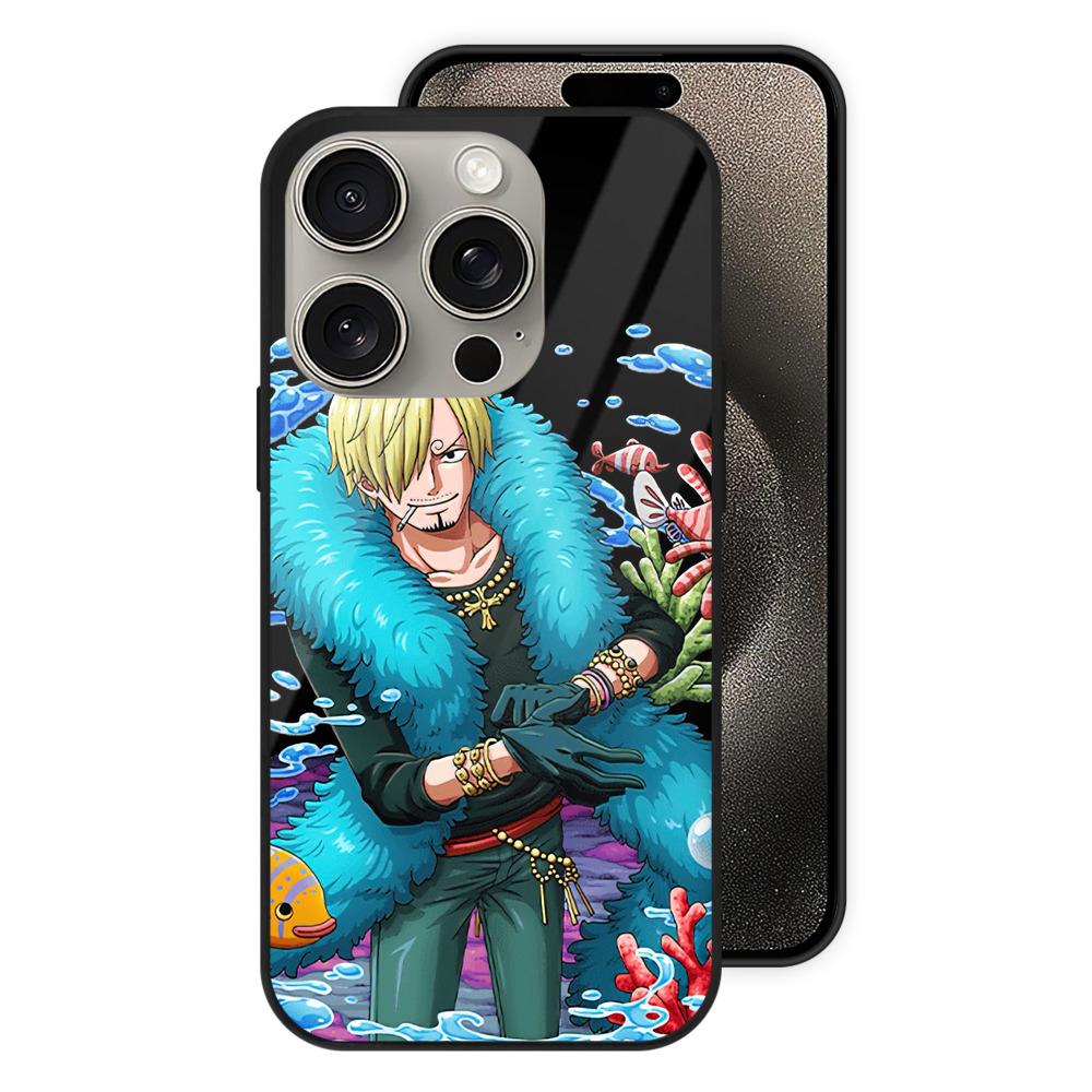 （画像用） ワンピース サンジ ONE PIECE Sanji 【iPhone15Pro対応】スマホケース 耐衝撃＆黄変防止 背面ガラス