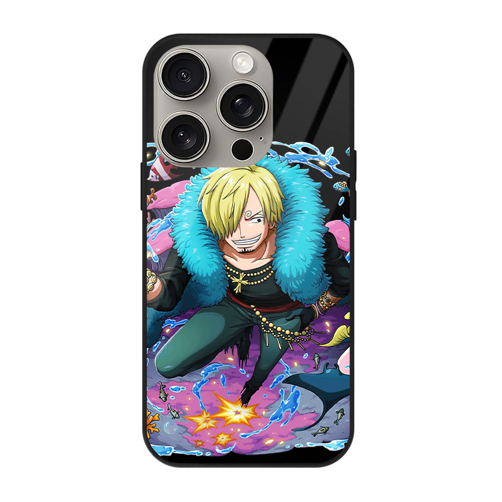 （画像用） ワンピース サンジ ONE PIECE Sanji 【iPhone15Pro対応】スマホケース 耐衝撃＆黄変防止 背面ガラス