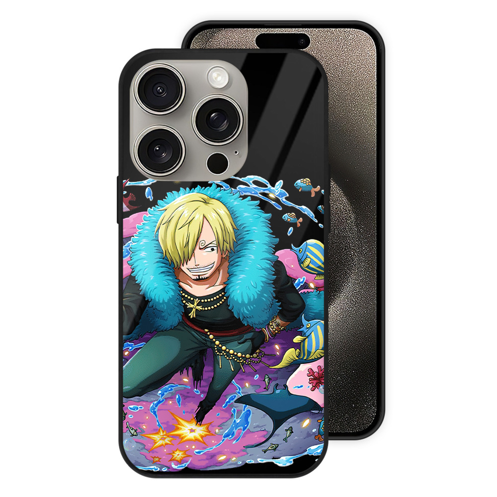 （画像用） ワンピース サンジ ONE PIECE Sanji 【iPhone15Pro対応】スマホケース 耐衝撃＆黄変防止 背面ガラス
