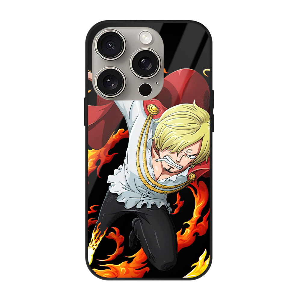 （画像用） ワンピース サンジ ONE PIECE Sanji 【iPhone15Pro対応】スマホケース 耐衝撃＆黄変防止 背面ガラス