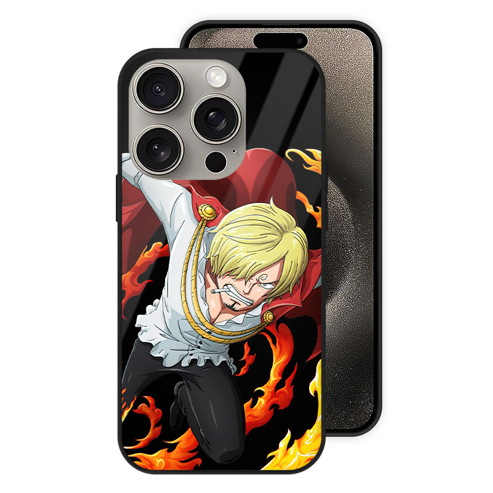 （画像用） ワンピース サンジ ONE PIECE Sanji 【iPhone15Pro対応】スマホケース 耐衝撃＆黄変防止 背面ガラス