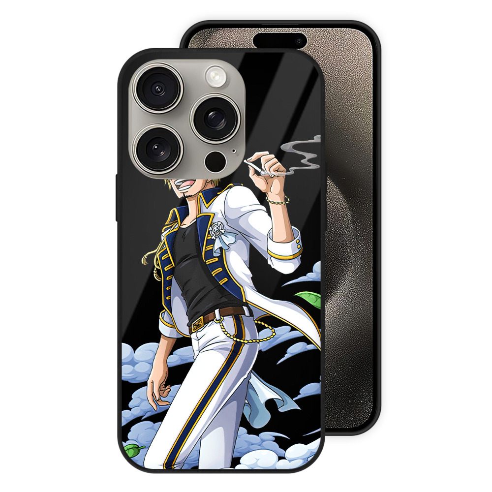 （画像用） ワンピース サンジ ONE PIECE Sanji 【iPhone15Pro対応】スマホケース 耐衝撃＆黄変防止 背面ガラス