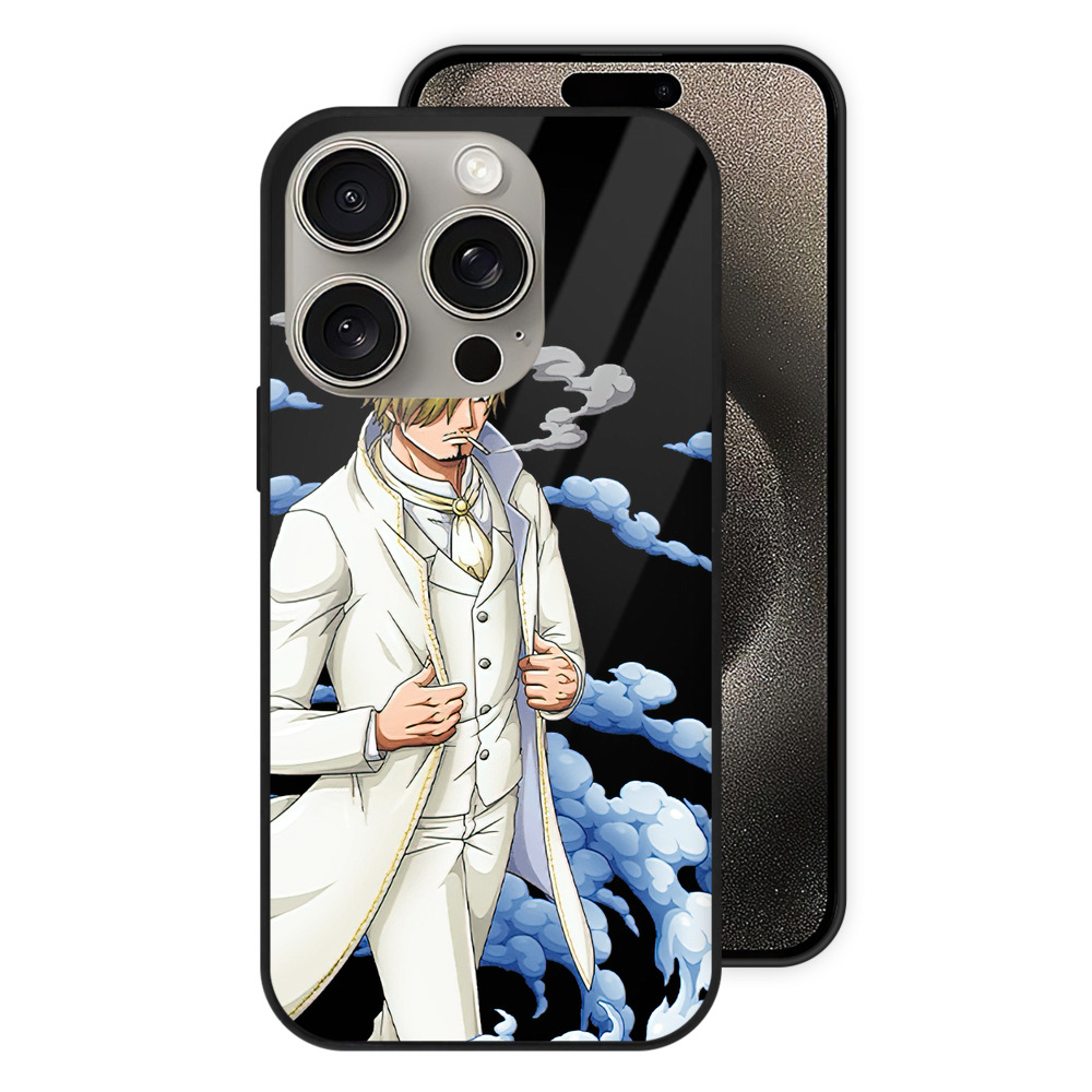 （画像用） ワンピース サンジ ONE PIECE Sanji 【iPhone15Pro対応】スマホケース 耐衝撃＆黄変防止 背面ガラス