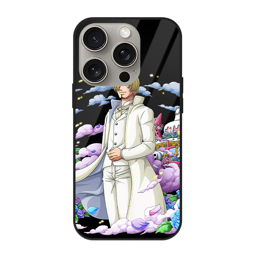 （画像用） ワンピース サンジ ONE PIECE Sanji 【iPhone15Pro対応】スマホケース 耐衝撃＆黄変防止 背面ガラス