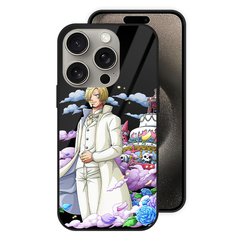 （画像用） ワンピース サンジ ONE PIECE Sanji 【iPhone15Pro対応】スマホケース 耐衝撃＆黄変防止 背面ガラス