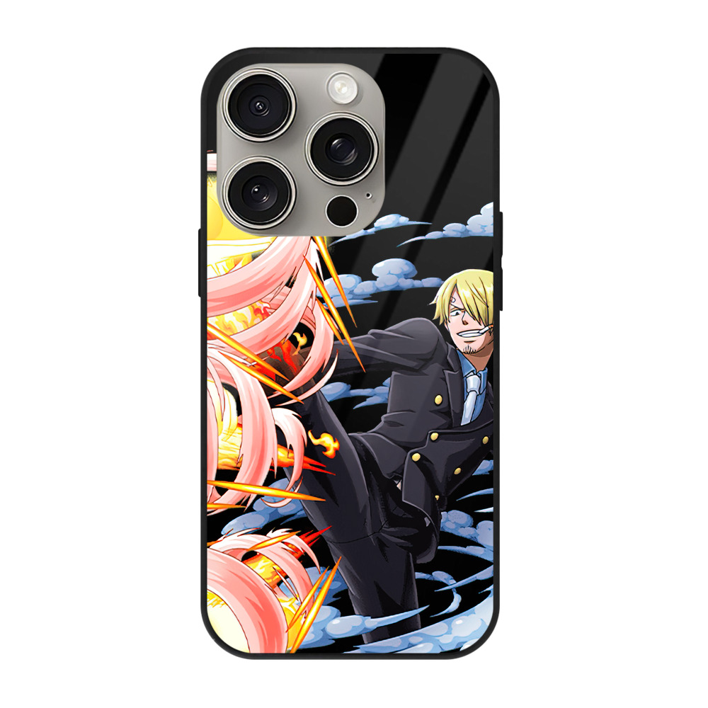（画像用） ワンピース サンジ ONE PIECE Sanji 【iPhone15Pro対応】スマホケース 耐衝撃＆黄変防止 背面ガラス