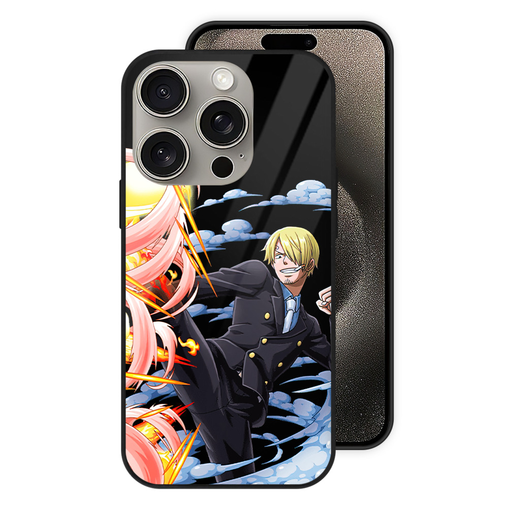 （画像用） ワンピース サンジ ONE PIECE Sanji 【iPhone15Pro対応】スマホケース 耐衝撃＆黄変防止 背面ガラス
