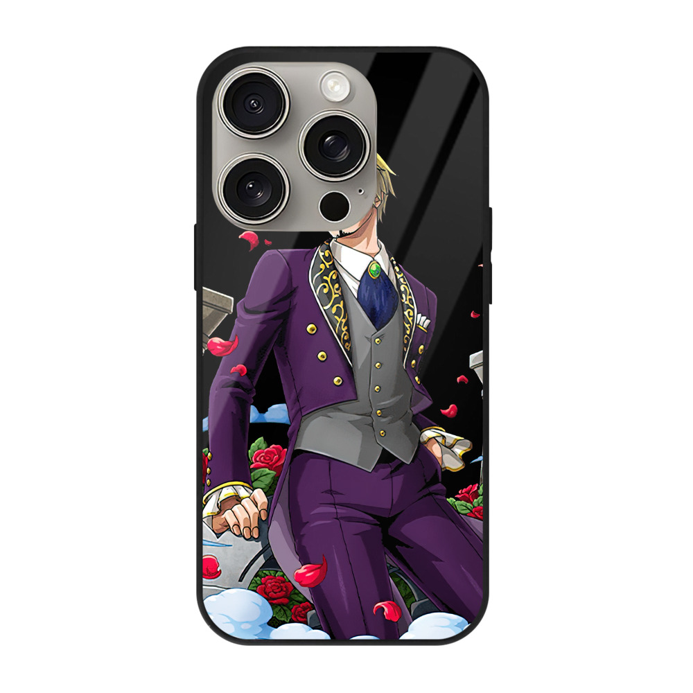 （画像用） ワンピース サンジ ONE PIECE Sanji 【iPhone15Pro対応】スマホケース 耐衝撃＆黄変防止 背面ガラス