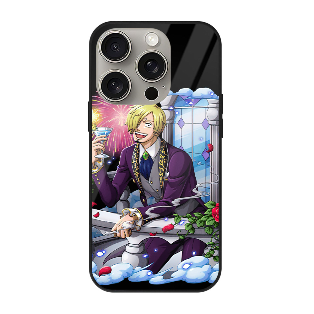 （画像用） ワンピース サンジ ONE PIECE Sanji 【iPhone15Pro対応】スマホケース 耐衝撃＆黄変防止 背面ガラス