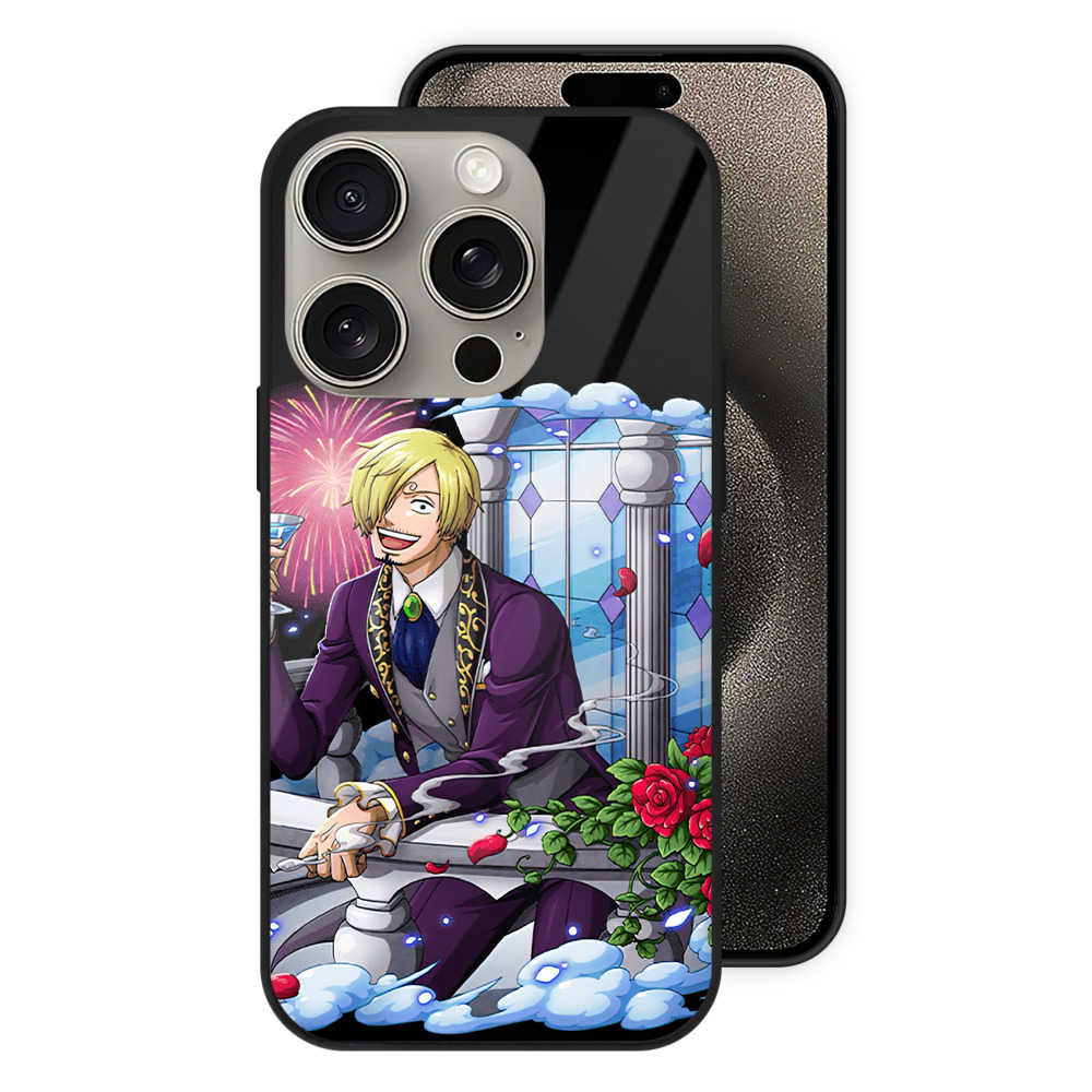 （画像用） ワンピース サンジ ONE PIECE Sanji 【iPhone15Pro対応】スマホケース 耐衝撃＆黄変防止 背面ガラス