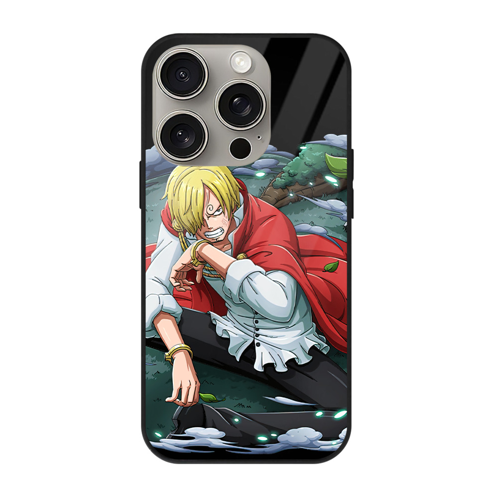（画像用） ワンピース サンジ ONE PIECE Sanji 【iPhone15Pro対応】スマホケース 耐衝撃＆黄変防止 背面ガラス