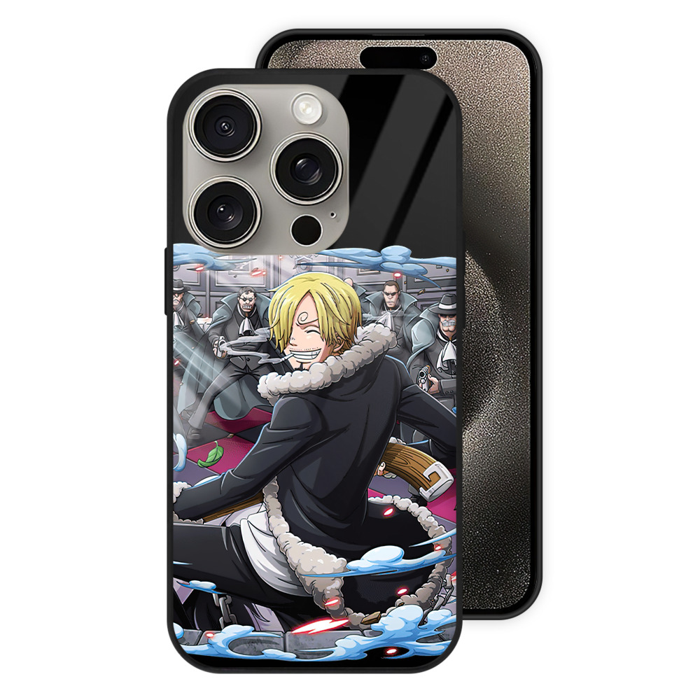 （画像用） ワンピース サンジ ONE PIECE Sanji 【iPhone15Pro対応】スマホケース 耐衝撃＆黄変防止 背面ガラス