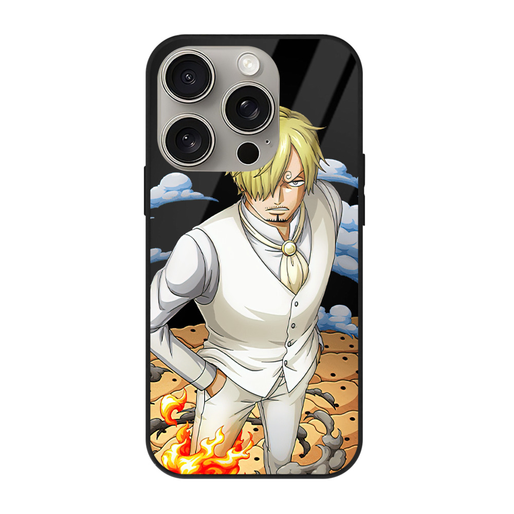 （画像用） ワンピース サンジ ONE PIECE Sanji 【iPhone15Pro対応】スマホケース 耐衝撃＆黄変防止 背面ガラス