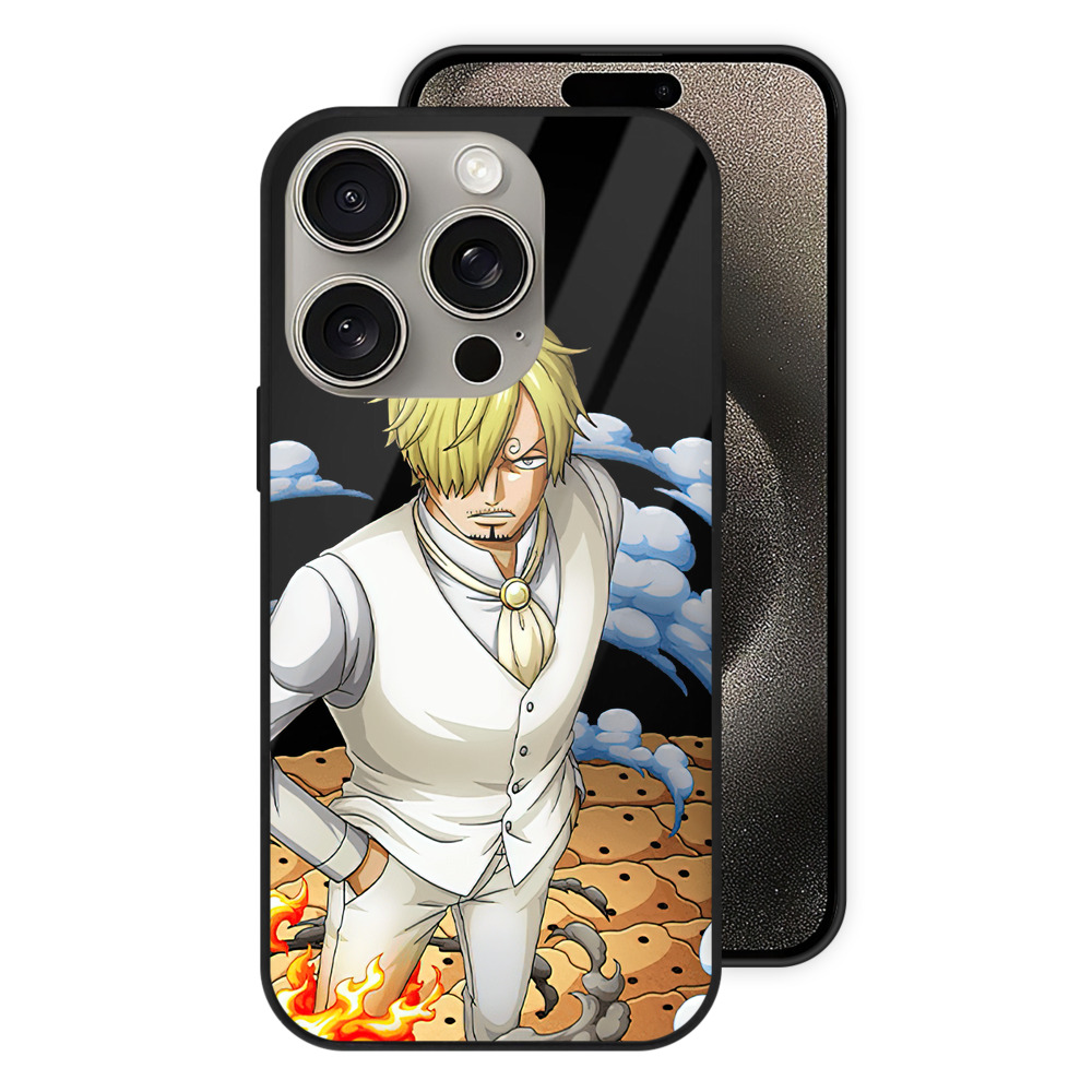 （画像用） ワンピース サンジ ONE PIECE Sanji 【iPhone15Pro対応】スマホケース 耐衝撃＆黄変防止 背面ガラス