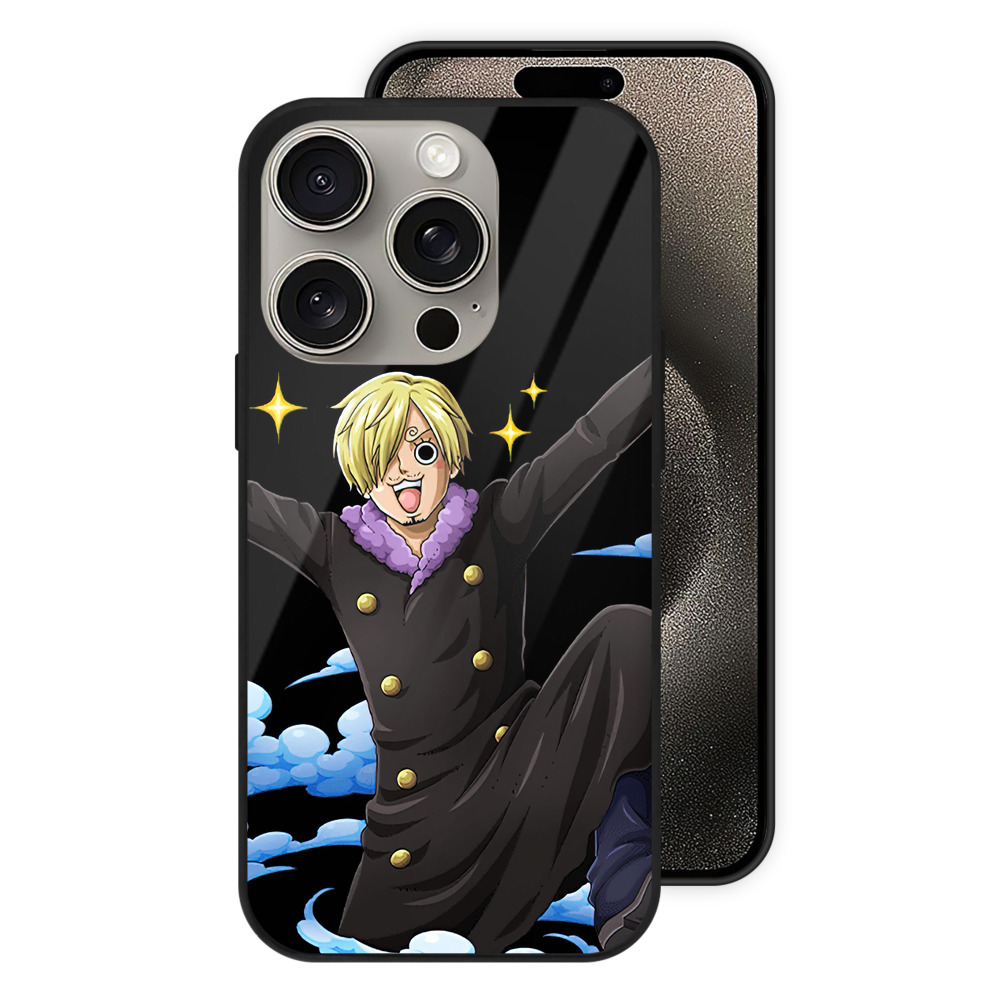（画像用） ワンピース サンジ ONE PIECE Sanji 【iPhone15Pro対応】スマホケース 耐衝撃＆黄変防止 背面ガラス