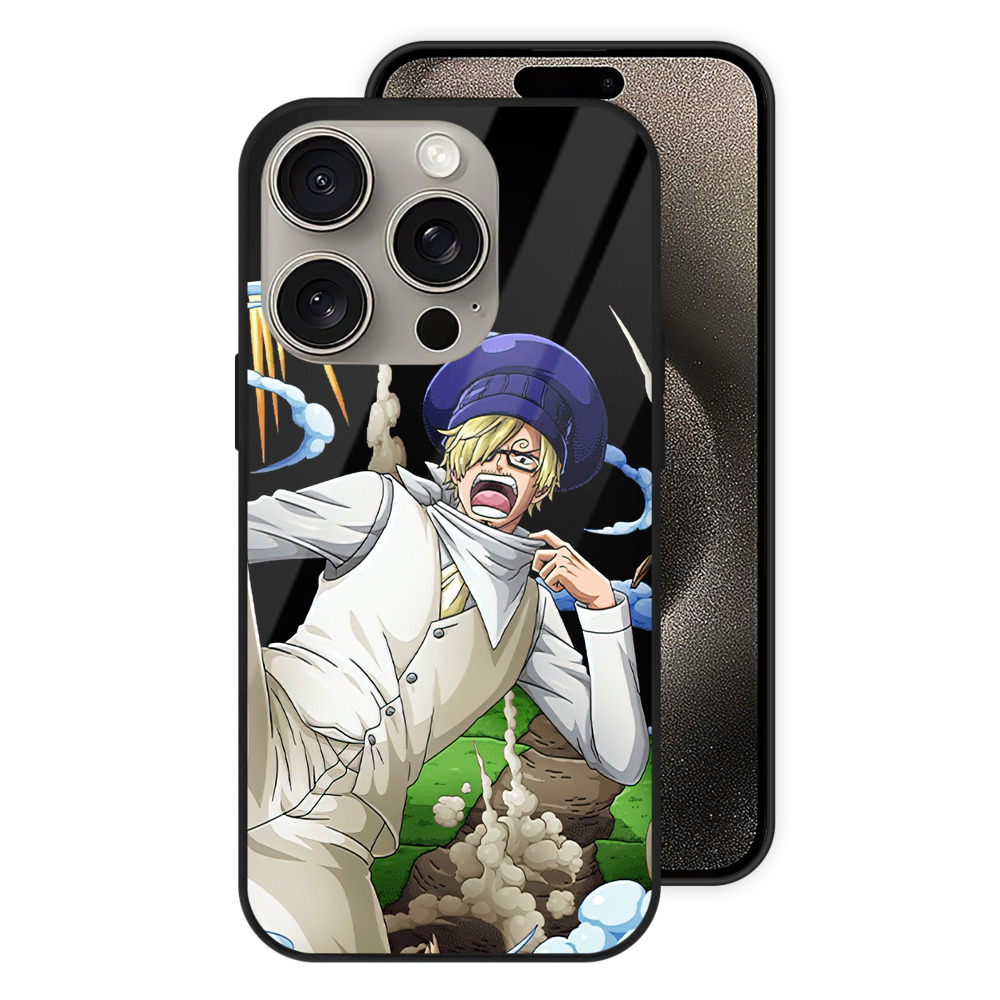 （画像用） ワンピース サンジ ONE PIECE Sanji 【iPhone15Pro対応】スマホケース 耐衝撃＆黄変防止 背面ガラス