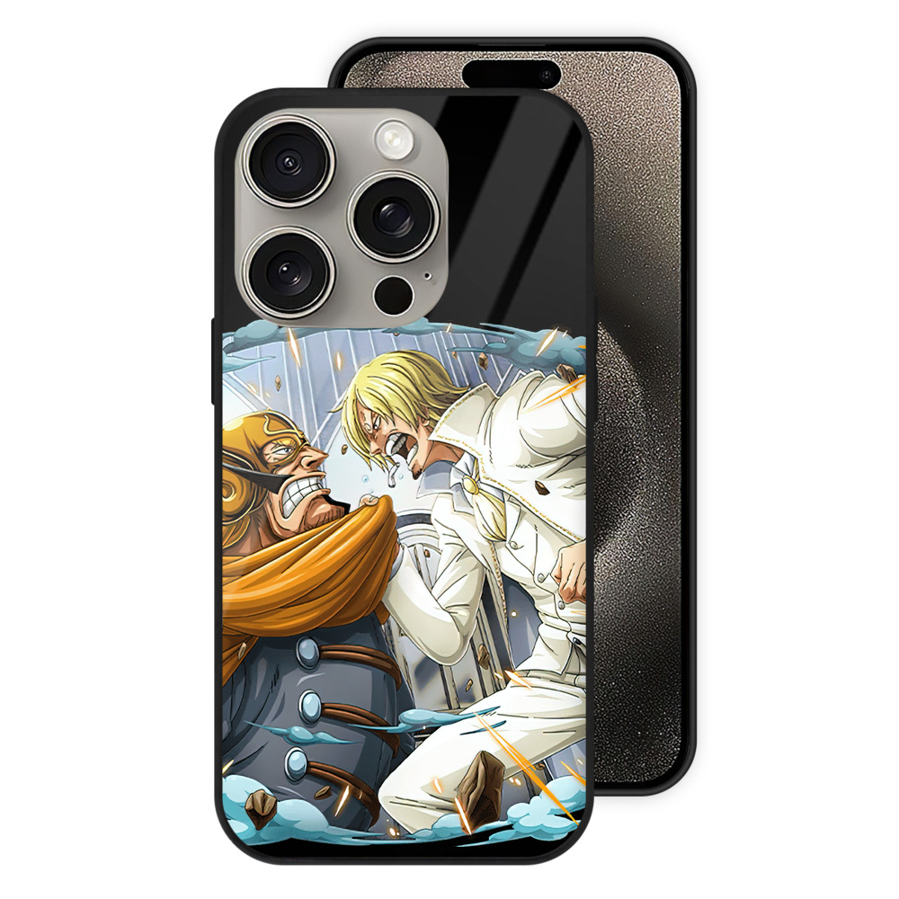 （画像用） ワンピース サンジ ONE PIECE Sanji 【iPhone15Pro対応】スマホケース 耐衝撃＆黄変防止 背面ガラス