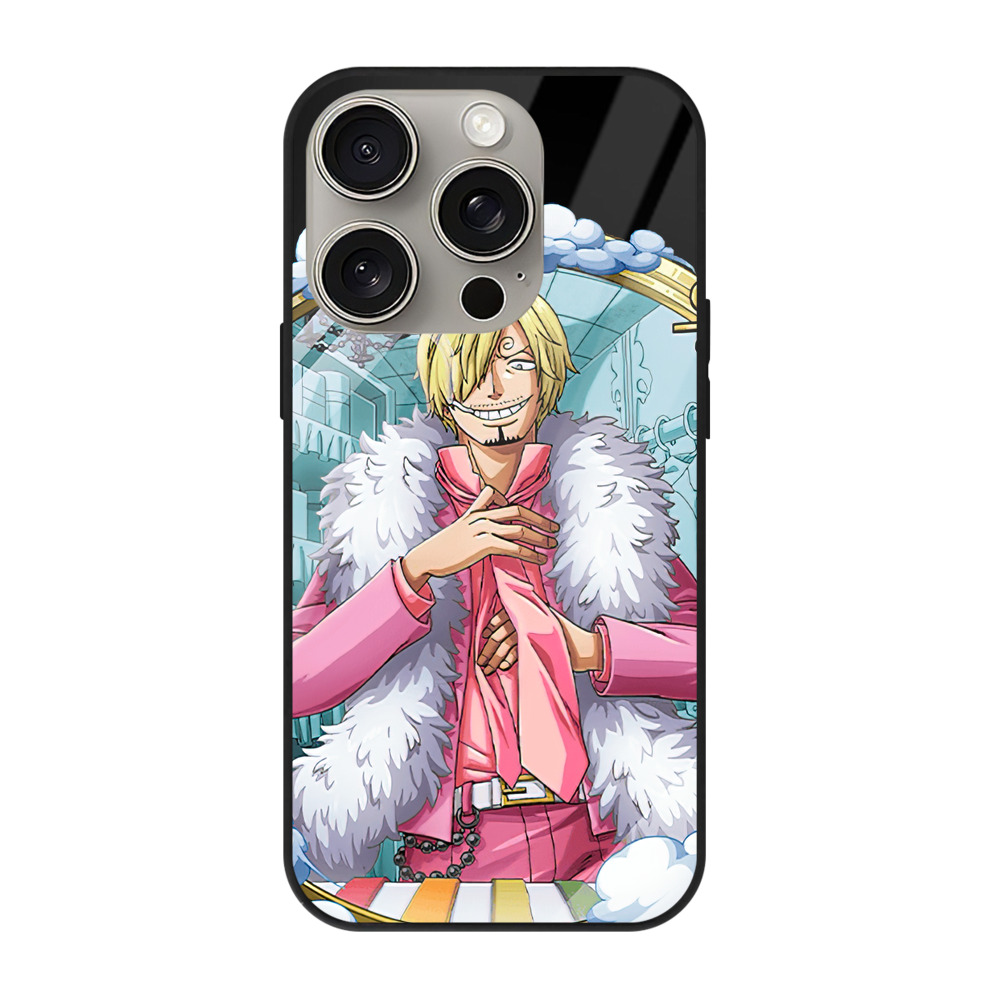 （画像用） ワンピース サンジ ONE PIECE Sanji 【iPhone15Pro対応】スマホケース 耐衝撃＆黄変防止 背面ガラス