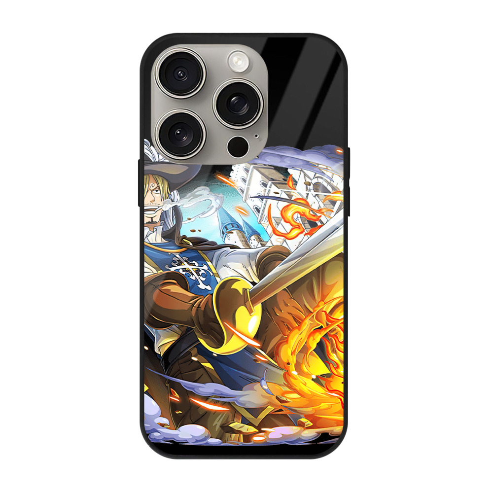 （画像用） ワンピース サンジ ONE PIECE Sanji 【iPhone15Pro対応】スマホケース 耐衝撃＆黄変防止 背面ガラス