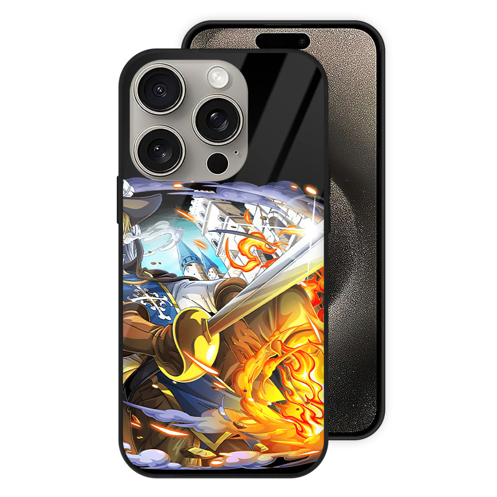 （画像用） ワンピース サンジ ONE PIECE Sanji 【iPhone15Pro対応】スマホケース 耐衝撃＆黄変防止 背面ガラス