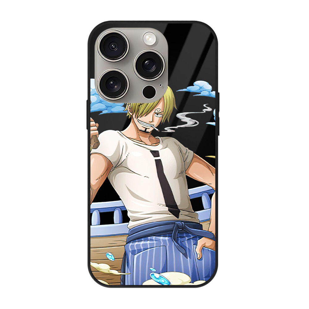（画像用） ワンピース サンジ ONE PIECE Sanji 【iPhone15Pro対応】スマホケース 耐衝撃＆黄変防止 背面ガラス