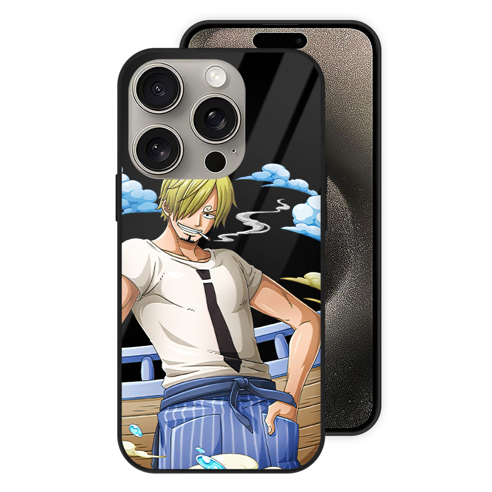 （画像用） ワンピース サンジ ONE PIECE Sanji 【iPhone15Pro対応】スマホケース 耐衝撃＆黄変防止 背面ガラス